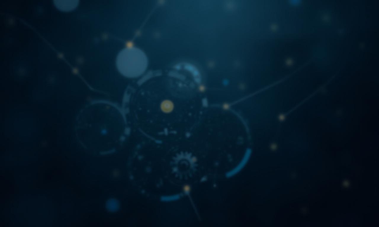 精密な歯車と無限の成長を象徴する抽象的な時計仕掛けの背景